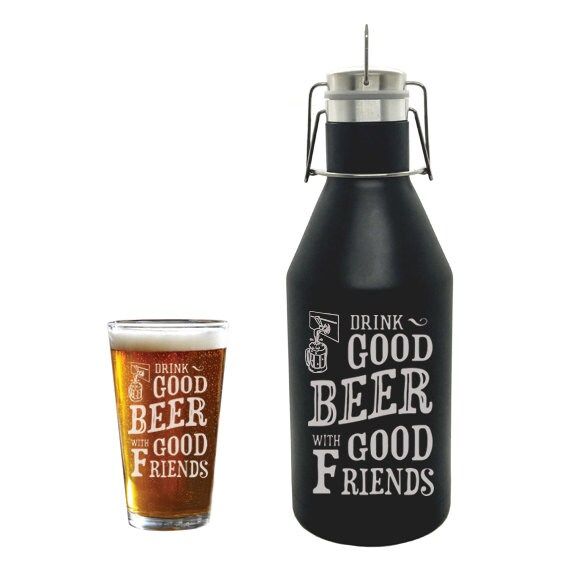 Personalized Beer Growler, 64oz Growler, 16oz Pint Glass, Engraved Insulated Growler, Husband Gif... | Etsy (US)