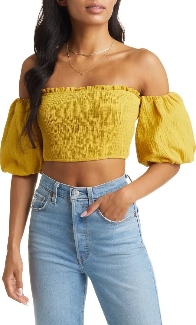 VICI Collection Puff Sleeve Smocked Crop Top | Nordstrom | Nordstrom