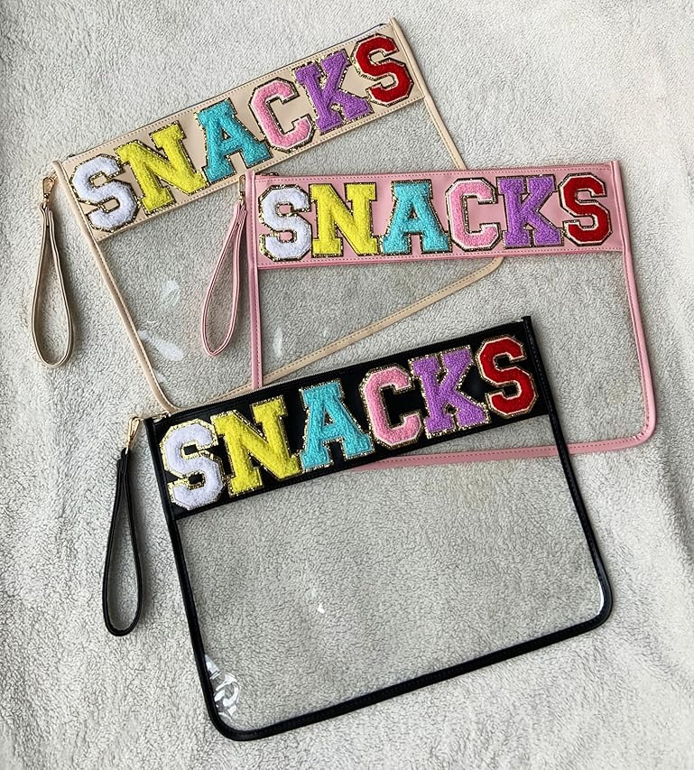 TopTTanBo Chenille Letter Clear Bag Purse Multi-purpose Transparent Waterproof Snacks Makeup Tote... | Amazon (US)