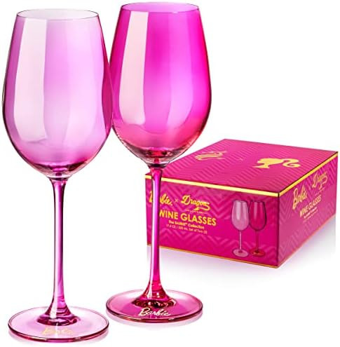 Barbie x Dragon Glassware Wine Glasses, Pink and Magenta Crystal Glass, Large Barware for Red and... | Amazon (US)