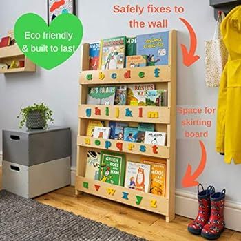Tidy Books Kids Bookshelf with ABC (Age 0-10) Book Display Shelf, Toddler Book Shelf, Kids Wall B... | Amazon (US)