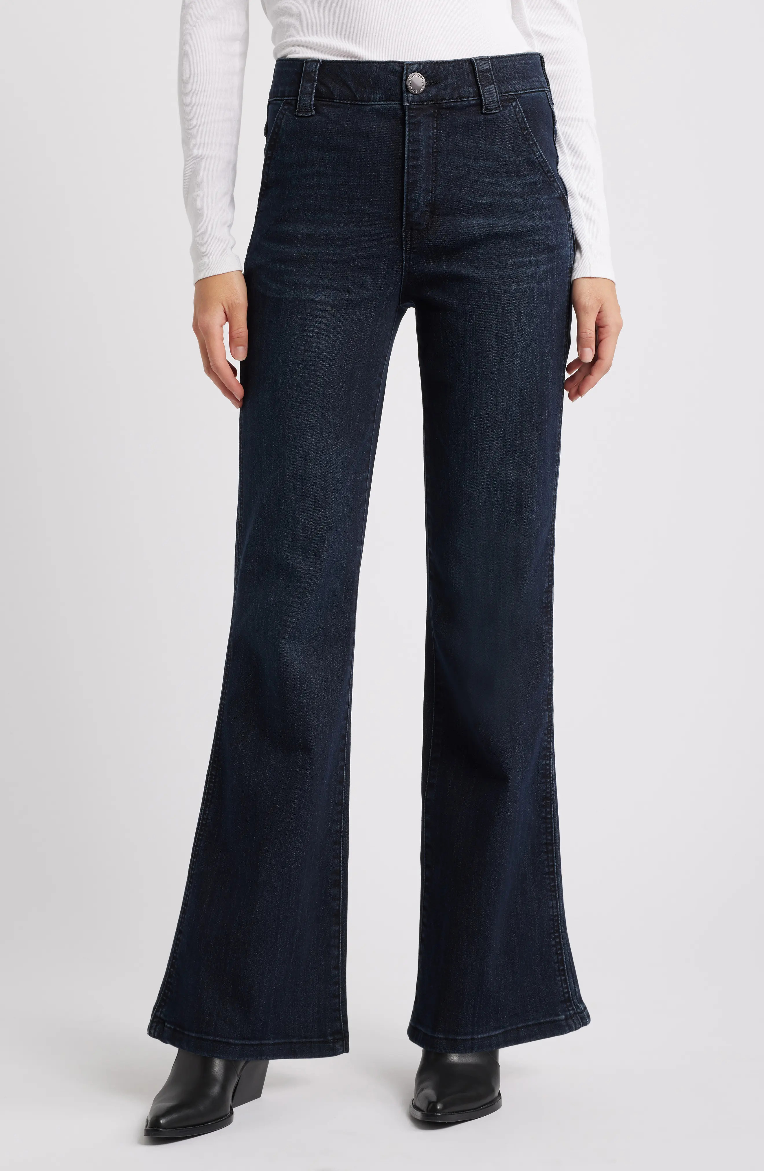 Wit & Wisdom 'Ab'Solution Skyrise Flare Jeans in Dark Indigo Artisanal at Nordstrom Rack, Size 4 | Nordstrom Rack