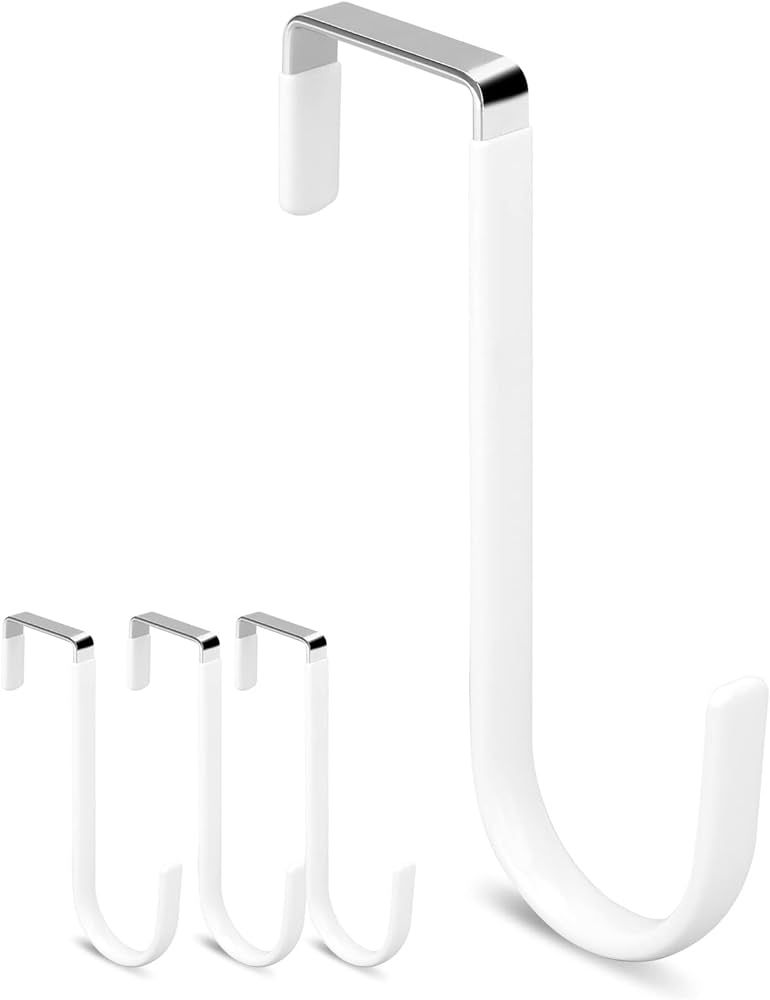 Over Door Hooks, 4 Pack - Soft Rubber, Prevent Scratches, For Hanging Clothes, Towels, Bags in Ba... | Amazon (US)