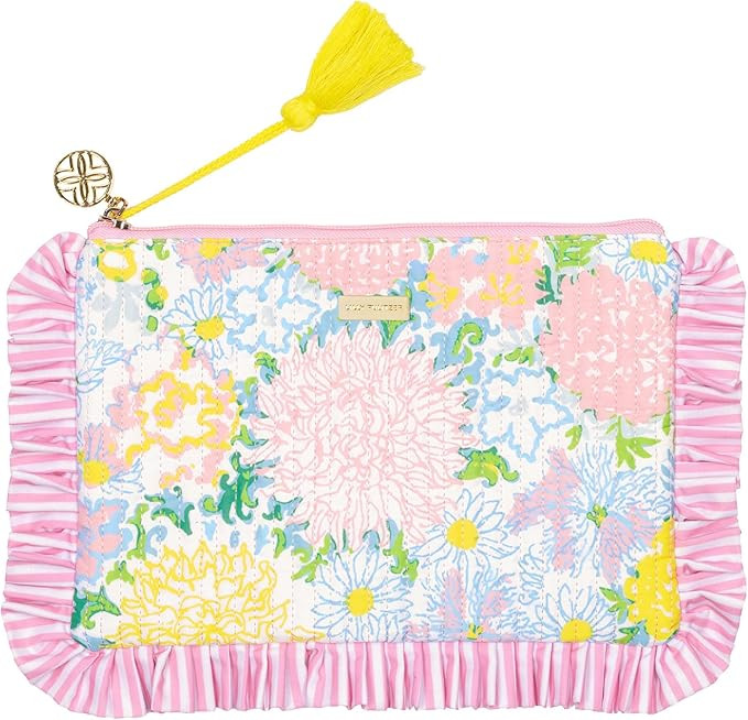 Lilly Pulitzer Ruffle Zipper Pouch, Cute Pencil Case for Adults, Travel Toiletry Bag, Small Pouch... | Amazon (US)