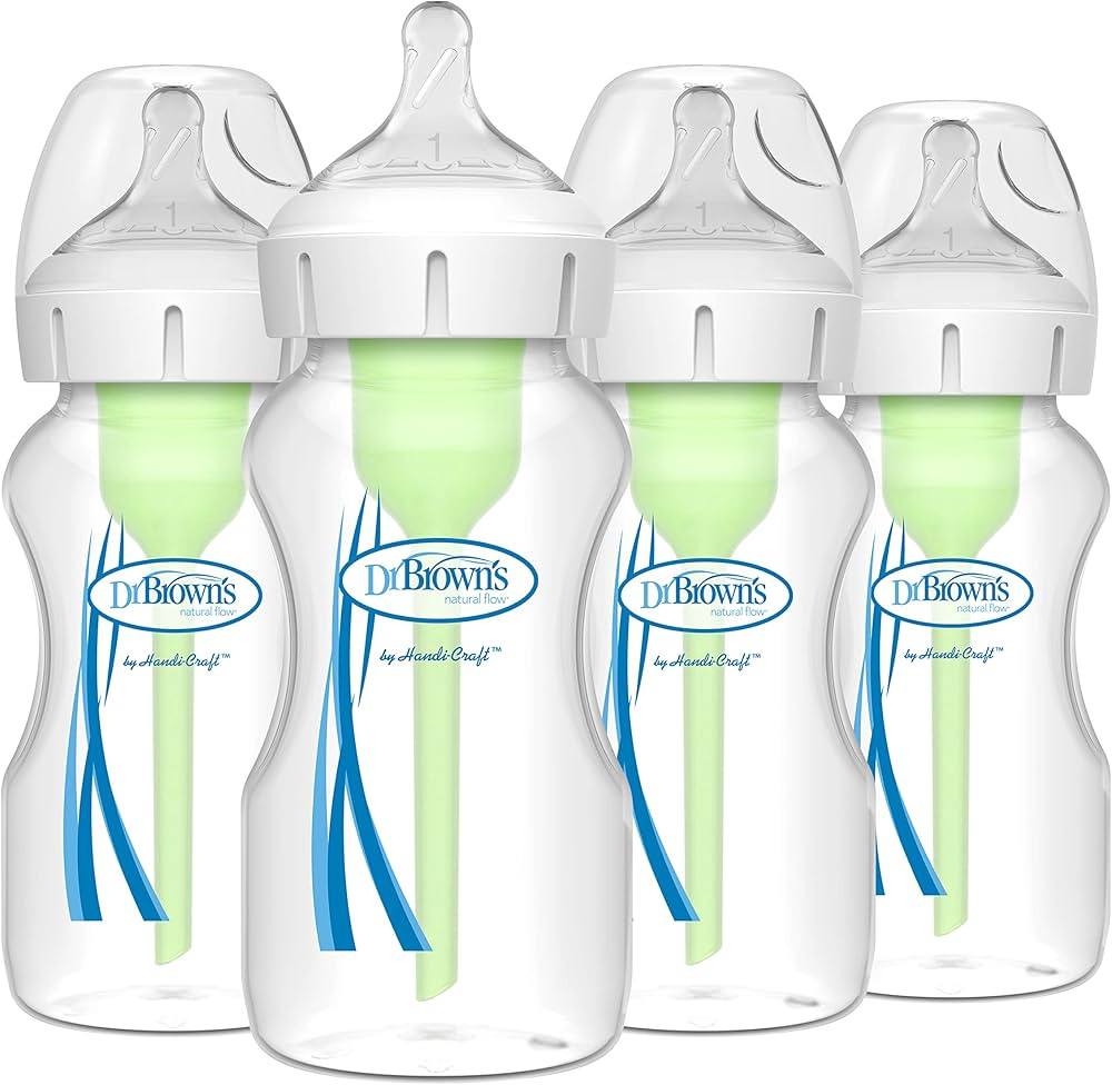 Dr. Brown's Natural Flow Anti-Colic Options+ Wide-Neck Baby Bottles 9 oz/270 mL,with Level 1 Slow... | Amazon (US)
