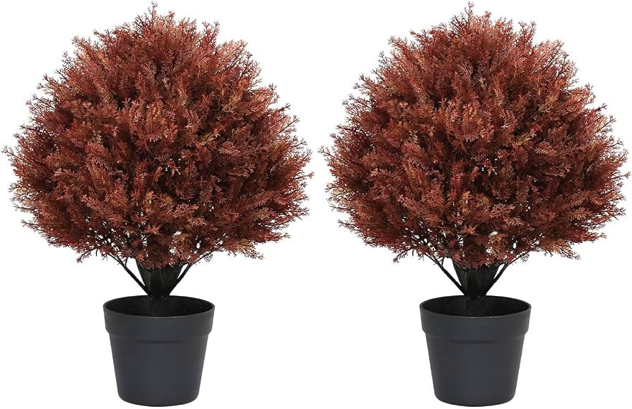24" Fall Topiary Artificial Outdoor Plants, Faux Cypress Bushes & Shrubs | Amazon (US)