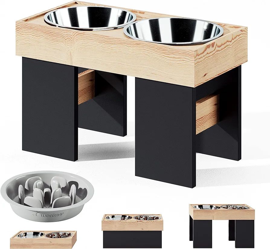 Pet Supplies : Tuonkee Elevated Dog Bowls Adjustable Raised Dog Bowl with 2 Stainless Steel Dog Food Bowls with Slow Feeder, Dog Feeder Adjustable to 3 Heights 2.9”, 8”, 11”for Small Medium Large Dogs and Cats : Amazon.com | Amazon (US)