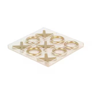 Litton Lane Gold Metal Tic Tac Toe Game Set with Gold Pieces 77611 - The Home Depot | The Home Depot