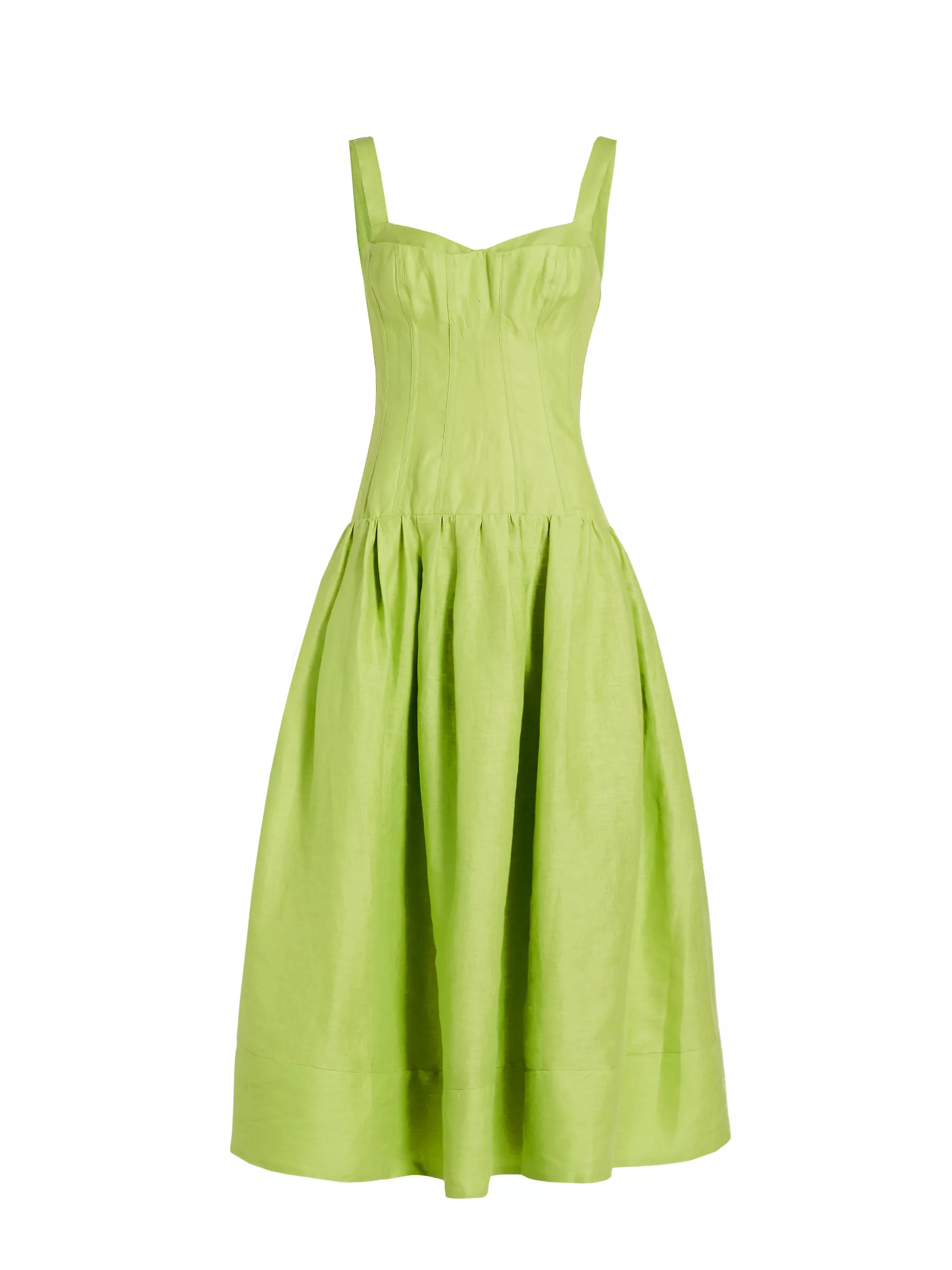 Makenna Linen Corset Midi-Dress | Saks Fifth Avenue