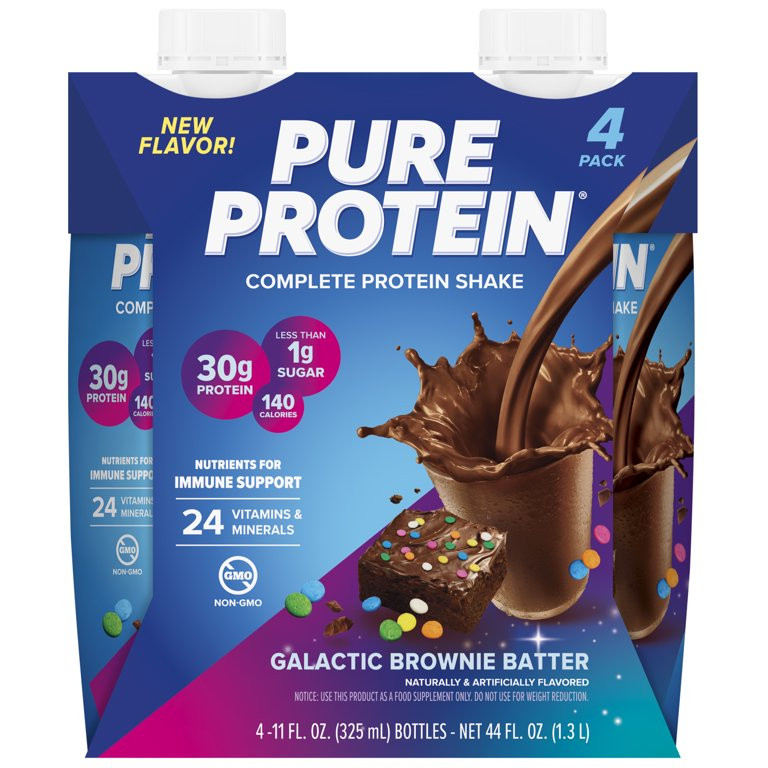 Pure Protein, Galactic Brownie Batter Complete Protein Shake, 11 fl oz, 4 Ct | Walmart (US)
