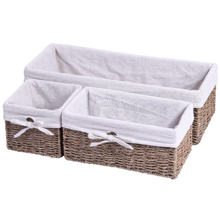 Vintiquewise Seagrass Shelf Storage Baskets with Lining | Target