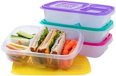 EasyLunchboxes® - Bento Lunch Boxes - Reusable 3-Compartment Food Containers for School, Work, a... | Amazon (US)