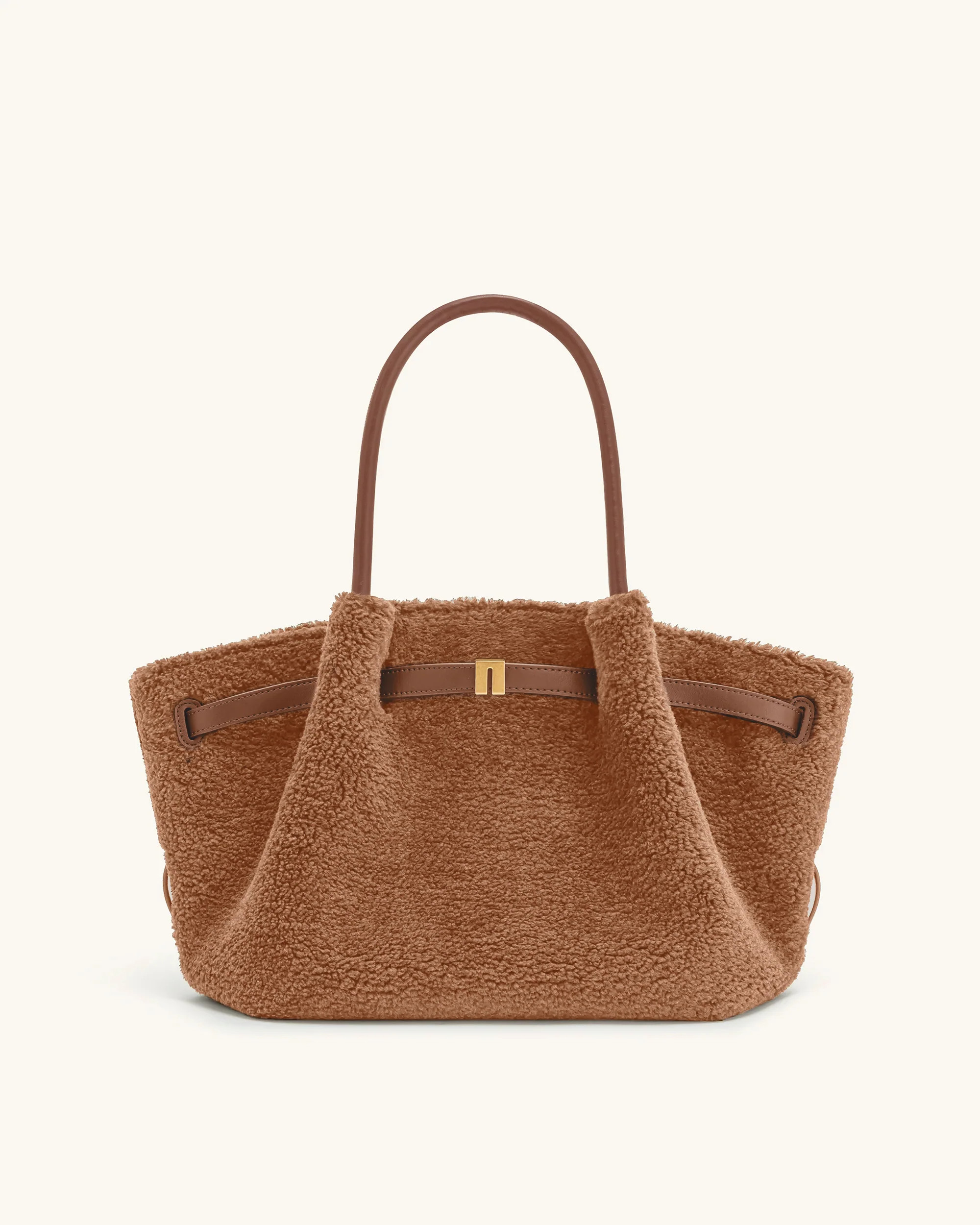 Hana Medium Faux Fur Tote Bag - Coffee Brown | JW PEI US