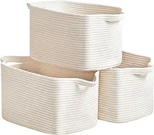 Cotton Rope Storage Basket Set of 3 (15"x10.2"x9.1") - Rectangle Storage Bins - Versatile Toy Sto... | Amazon (US)