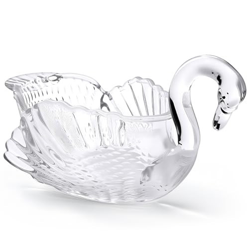 Patelai 9.84 x 5inch Crystal Swan Bowl Decorative Centerpiece Bowl for Candy Dish Flower Vase Fruits Table Decoration | Amazon (US)