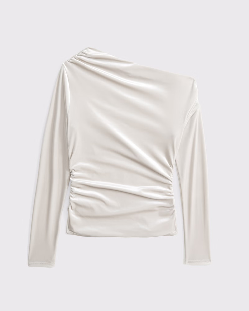Long-Sleeve Off-The-Shoulder Draped Top | Abercrombie & Fitch (US)