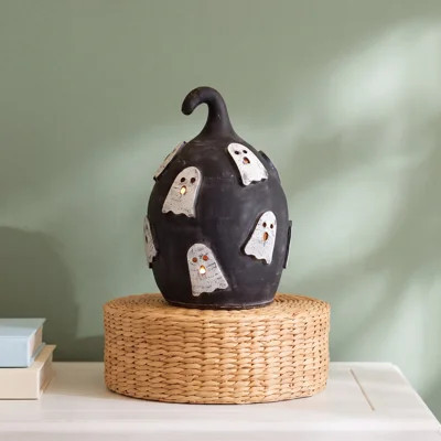 Kalalou Black Clay Pumpkin with Ghosts Luminary – Handcrafted Halloween Decor 14 | Wayfair North America