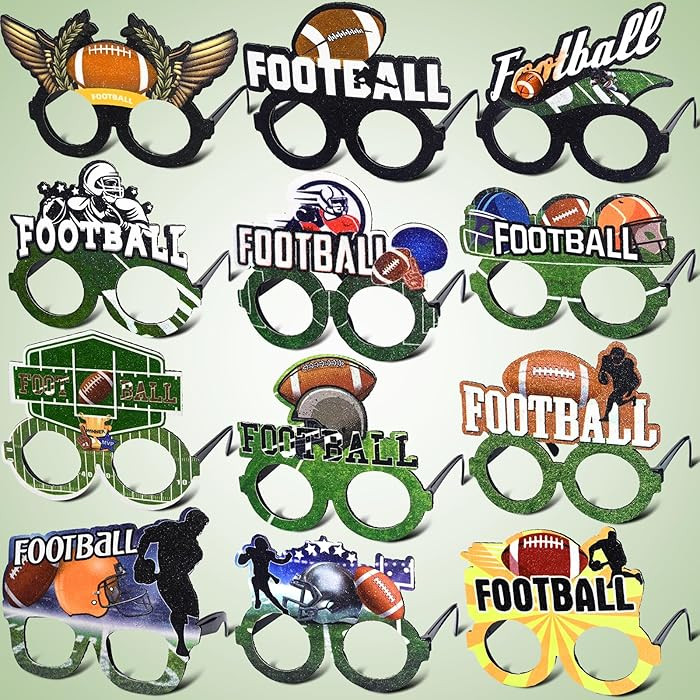 Mega-L 12 Pcs Football Eyeglasses, American Football 2026 Party Supplies Party Favors, Glitter Su... | Amazon (US)