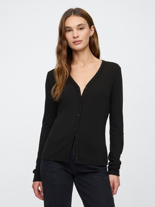 Ribbed V-Neck Cardigan | Gap Factory