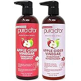 PURA D'OR Apple Cider Vinegar Thin2Thick Set (16oz x 2) ACV Shampoo & Conditioner, Clarifying, De... | Amazon (US)