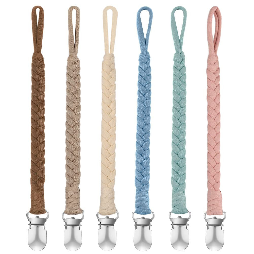 Pacifier Clip for Girls and Boys, BOUKIPOW Baby Pacifier Holder Leash 100% Handmade Braided Fits All | Amazon (US)
