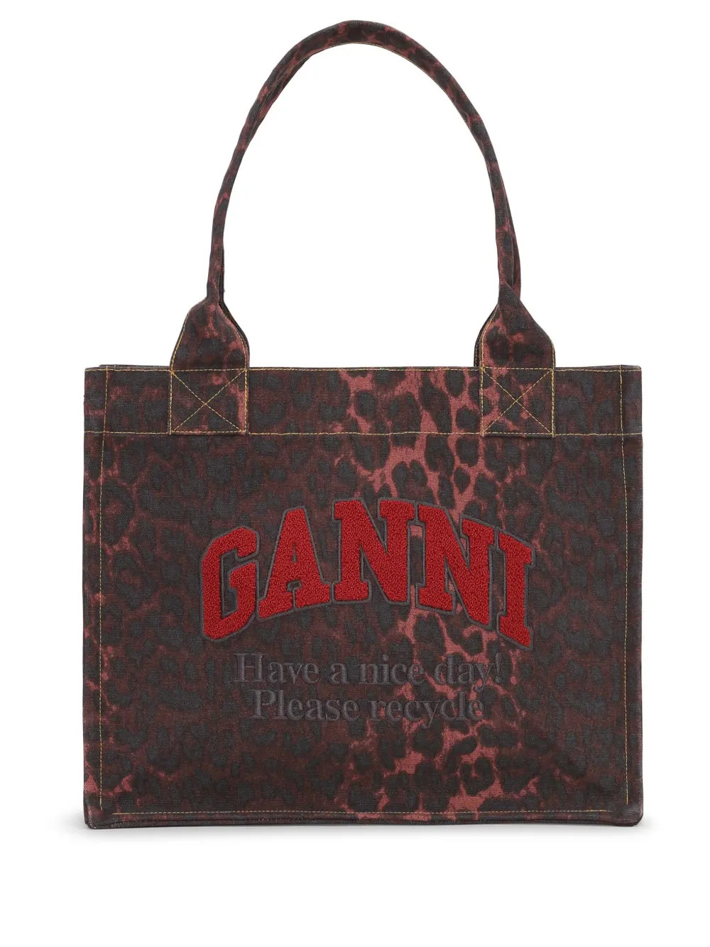 GANNI leopard-print Canvas Tote Bag | Red | FARFETCH | Farfetch Global