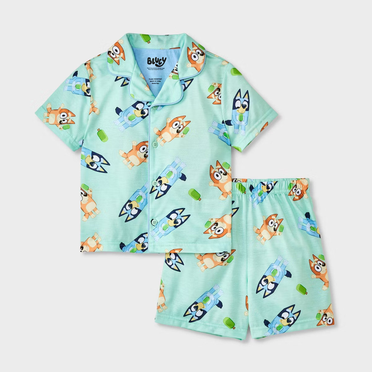 Toddler Boys' Bluey Coat Pajama Set - Green | Target