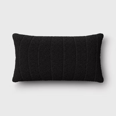 Oversized Channeled Boucle Lumbar Throw Pillow Black - Threshold™: Soft, Reversible, Indoor Use... | Target