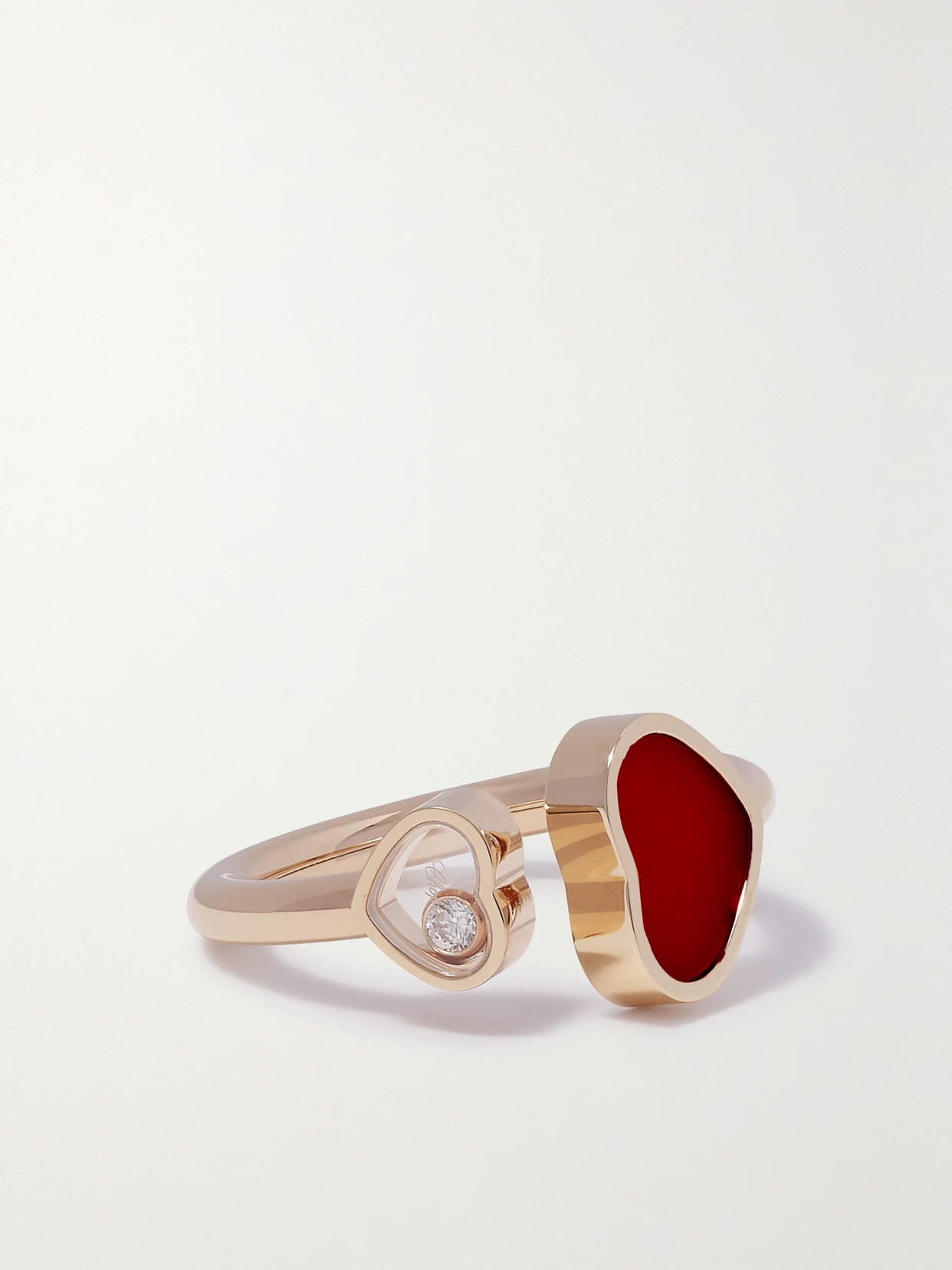 Chopard - Happy 18-karat Rose Gold, Carnelian And Diamond Ring - Red | NET-A-PORTER (US)