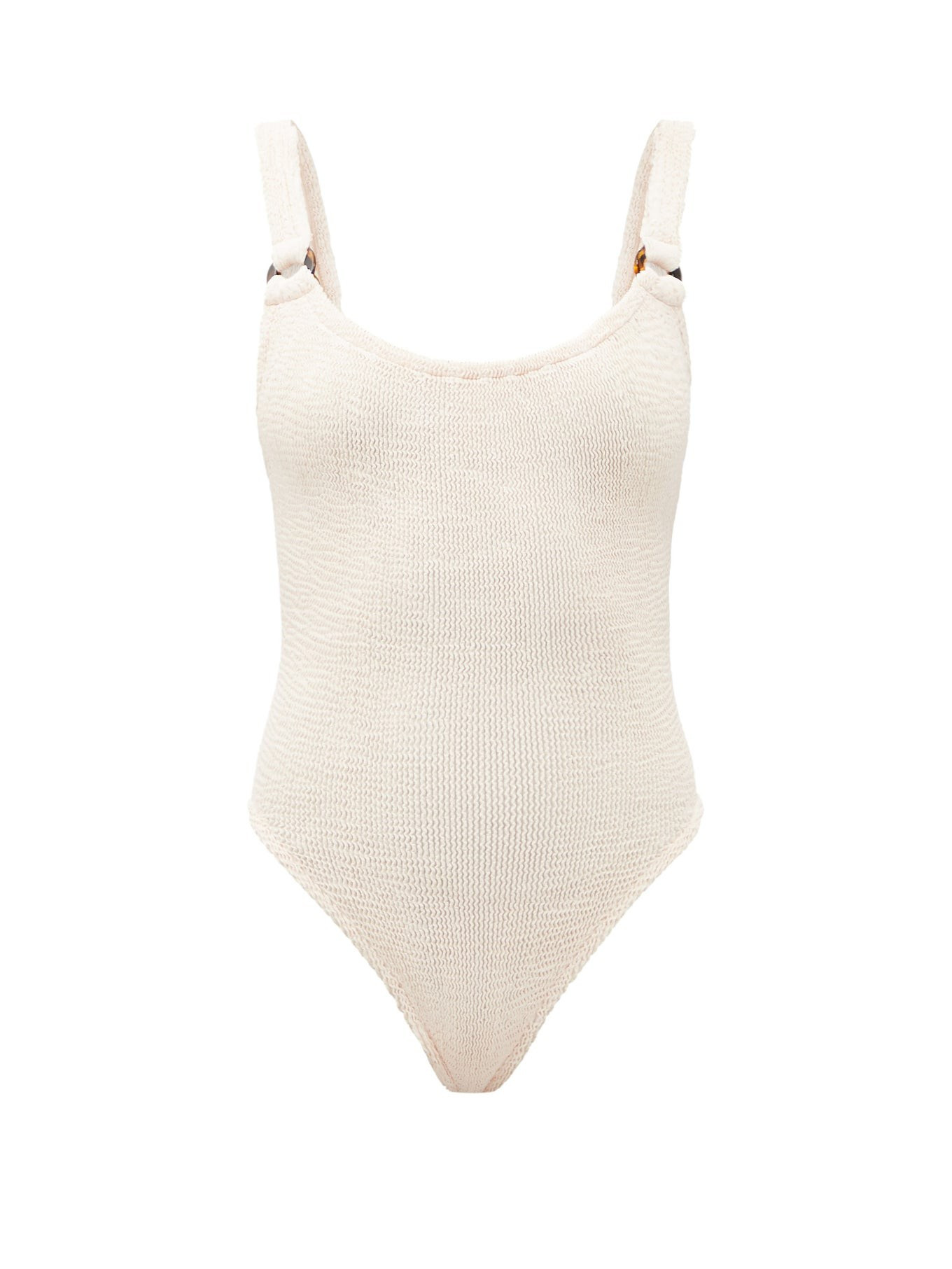 Domino scoop-neck crinkle-knit swimsuit | Hunza G | Matches (UK)