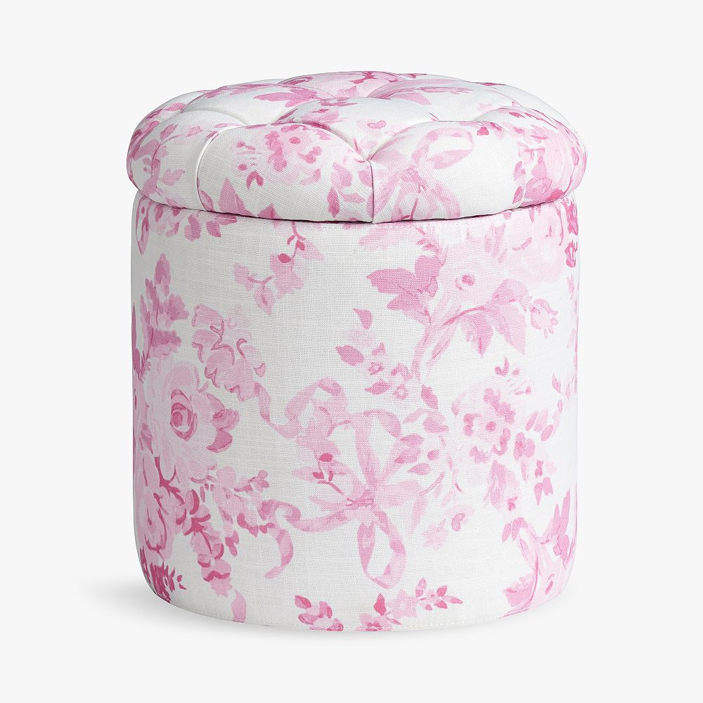 LoveShackFancy Tufted Round Storage Ottoman | Pottery Barn Teen