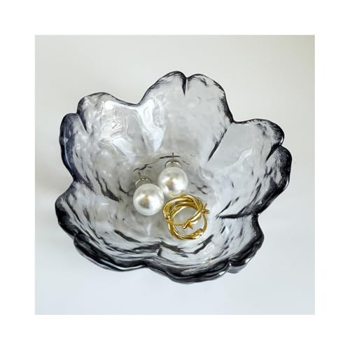 HIUSITY flower shaped glass jewelry dish and ring tray