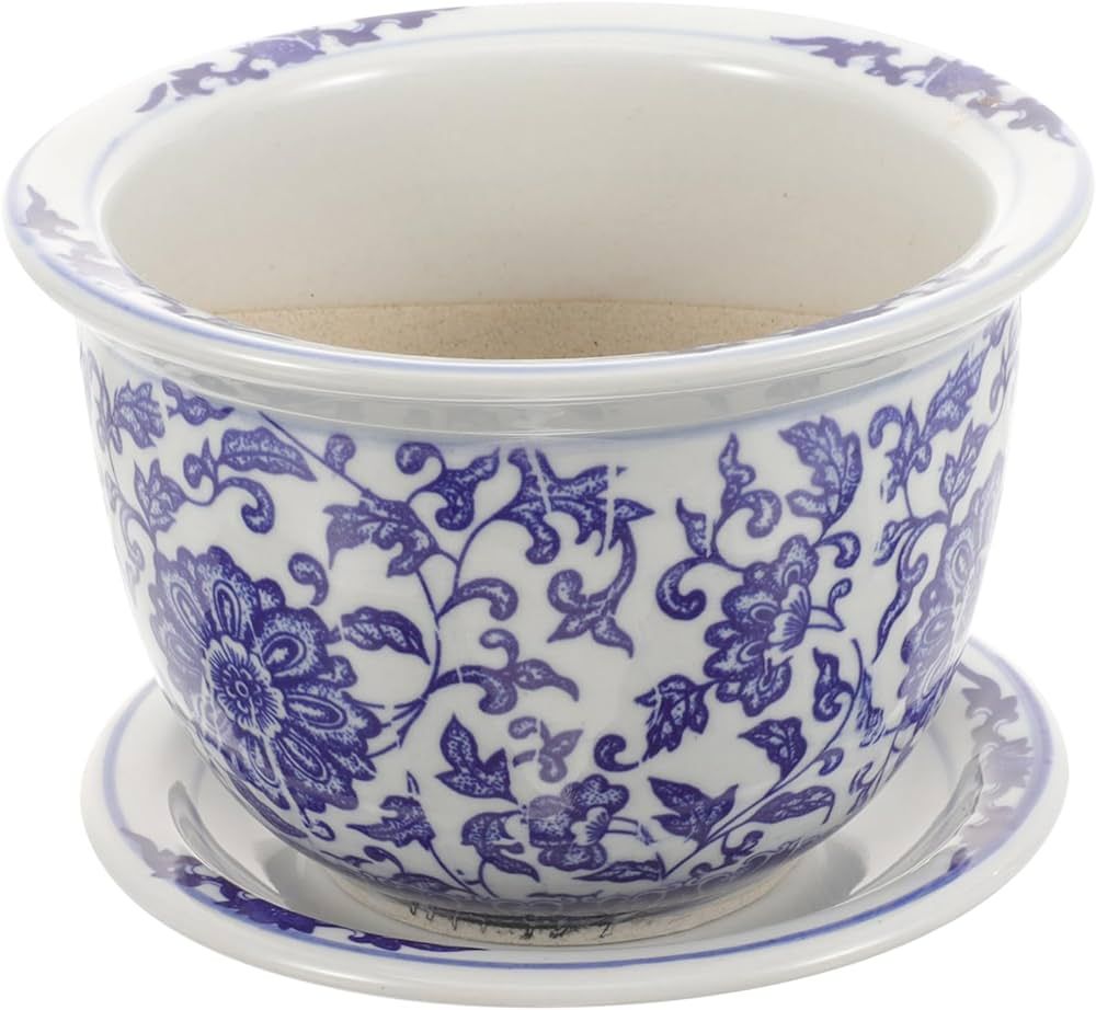 YARNOW 1 Set Blue and White Porcelain Flowerpot Ceramic Plants Pot Indoor Plant Pots Chinese Cera... | Amazon (US)