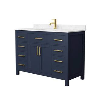 Wyndham Collection Beckett 48 in. W x 22 in. D x 35 in. H Single Sink Bathroom Vanity in Dark Blu... | The Home Depot