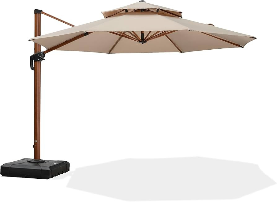 PURPLE LEAF 11ft Patio Umbrella Outdoor Round Umbrellas Large Cantilever Umbrella Windproof Offse... | Amazon (US)