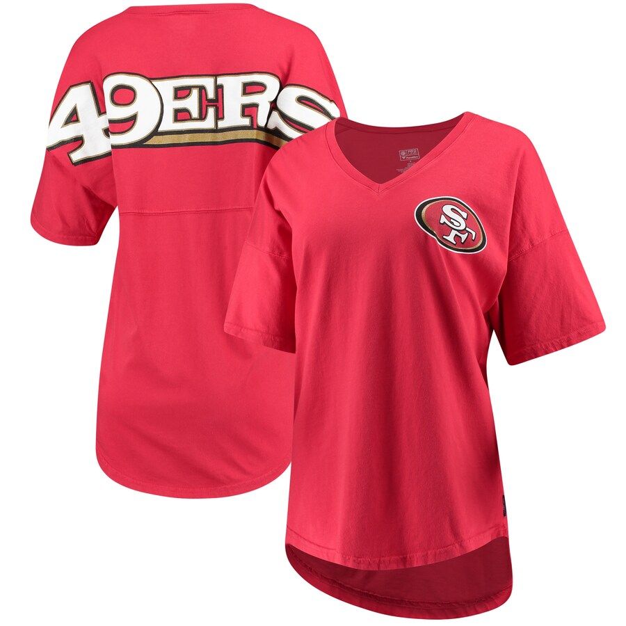 San Francisco 49ers NFL Pro Line by Fanatics Branded Women's Spirit Jersey Goal Line V-Neck T-Shi... | Fanatics.com