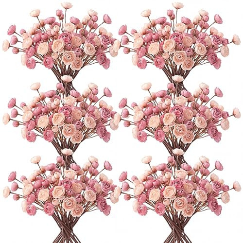 XunYee 60 Pcs Dusty Rose Artificial Ranunculus Flowers Bulk Faux Ranunculus Bouquet Realistic Silk Pink Rose Flowers Decoration for Wedding, Home, DIY Bouquet, Centerpieces, Bridal Shower, Arrangement | Amazon (US)