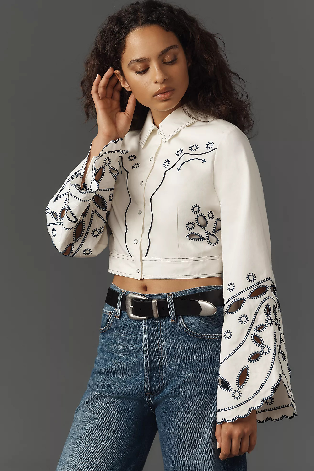 Let Me Be Eyelet Long-Sleeve Blouse | Anthropologie (US)