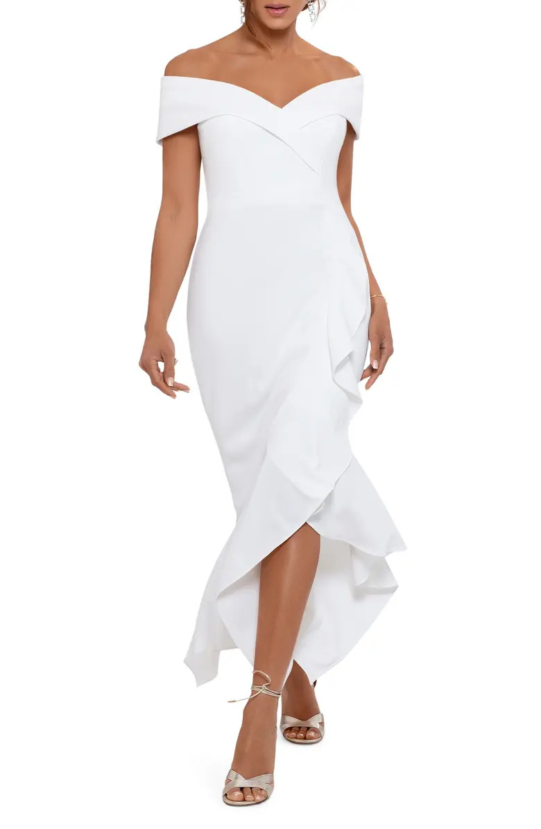 Off the Shoulder Ruffle Hem Crepe Gown | Nordstrom | Nordstrom
