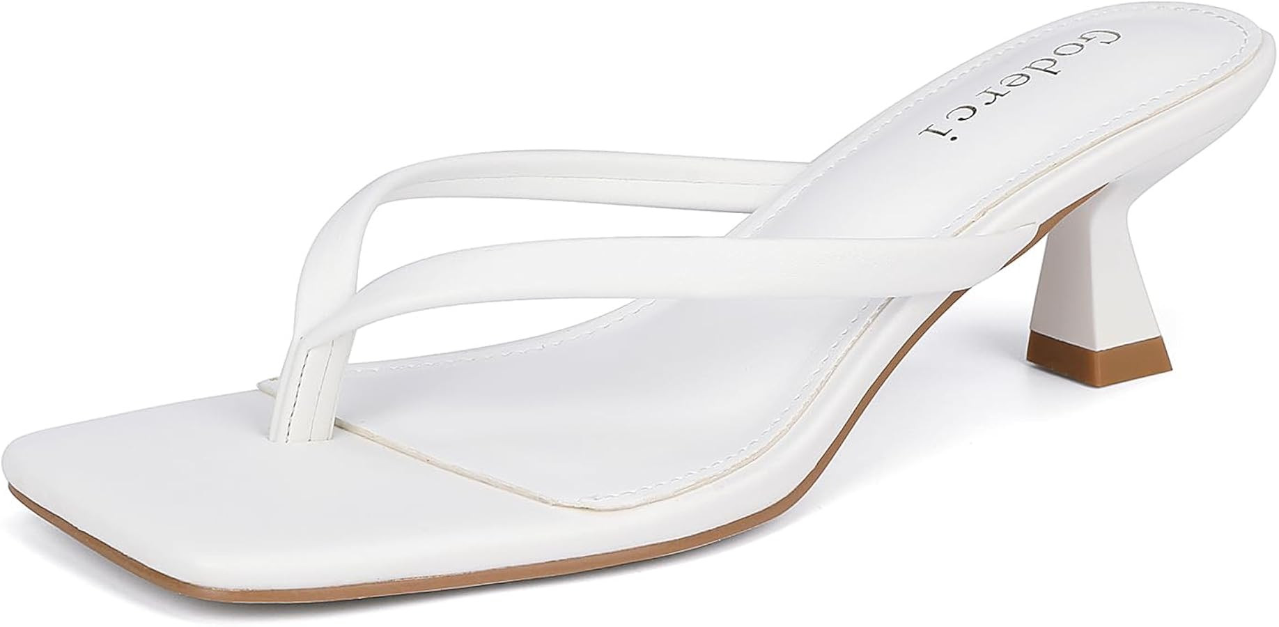 Kitten Flip Flop Thong Low Heels for Women Square Open Toe Slip On Heeled Sandals | Amazon (US)