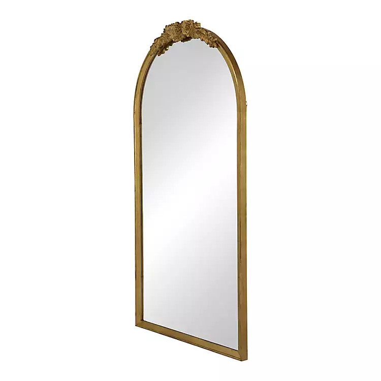 Gold Floral Top Arch Frame Floor Mirror, 27x52 in. | Kirkland's Home