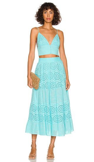 Adelaide Button Down Crop Top in Aqua | Revolve Clothing (Global)