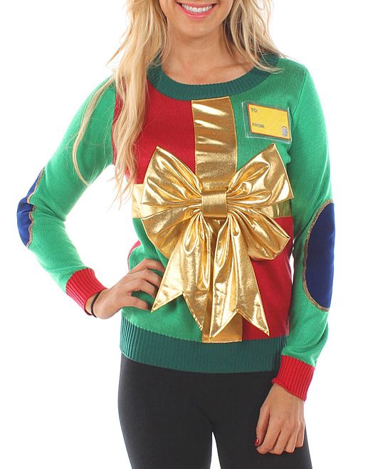 Tipsy Elves Women's Pullover Sweaters Green - Green Christmas Present Ugly Christmas Sweater - Women | Zulily