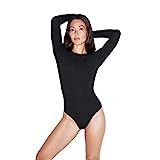 American Apparel Women Cotton Spandex Long Sleeve Bodysuit, Black, Small | Amazon (US)