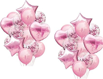 28Pcs Pink Balloon Happy Birthday Party Decorations For Women Pink Confetti Balloons 18" Star Hea... | Amazon (US)