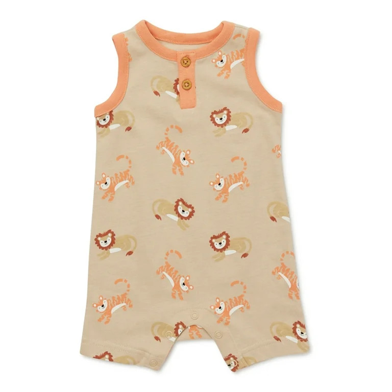 Garanimals Baby Boy Print Tank Henley Romper, Sizes 0-24 Months | Walmart (US)