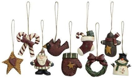 Old World Mini Christmas Ornaments 9 Piece Set Vintage Style Country Primitive Christmas Holiday ... | Amazon (US)