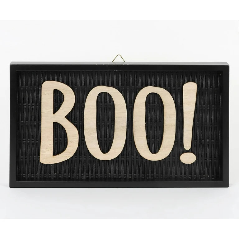 Boo Hanging Wall Sign Decoration, Black, 12", Halloween by Way To Celebrate | Walmart (US)