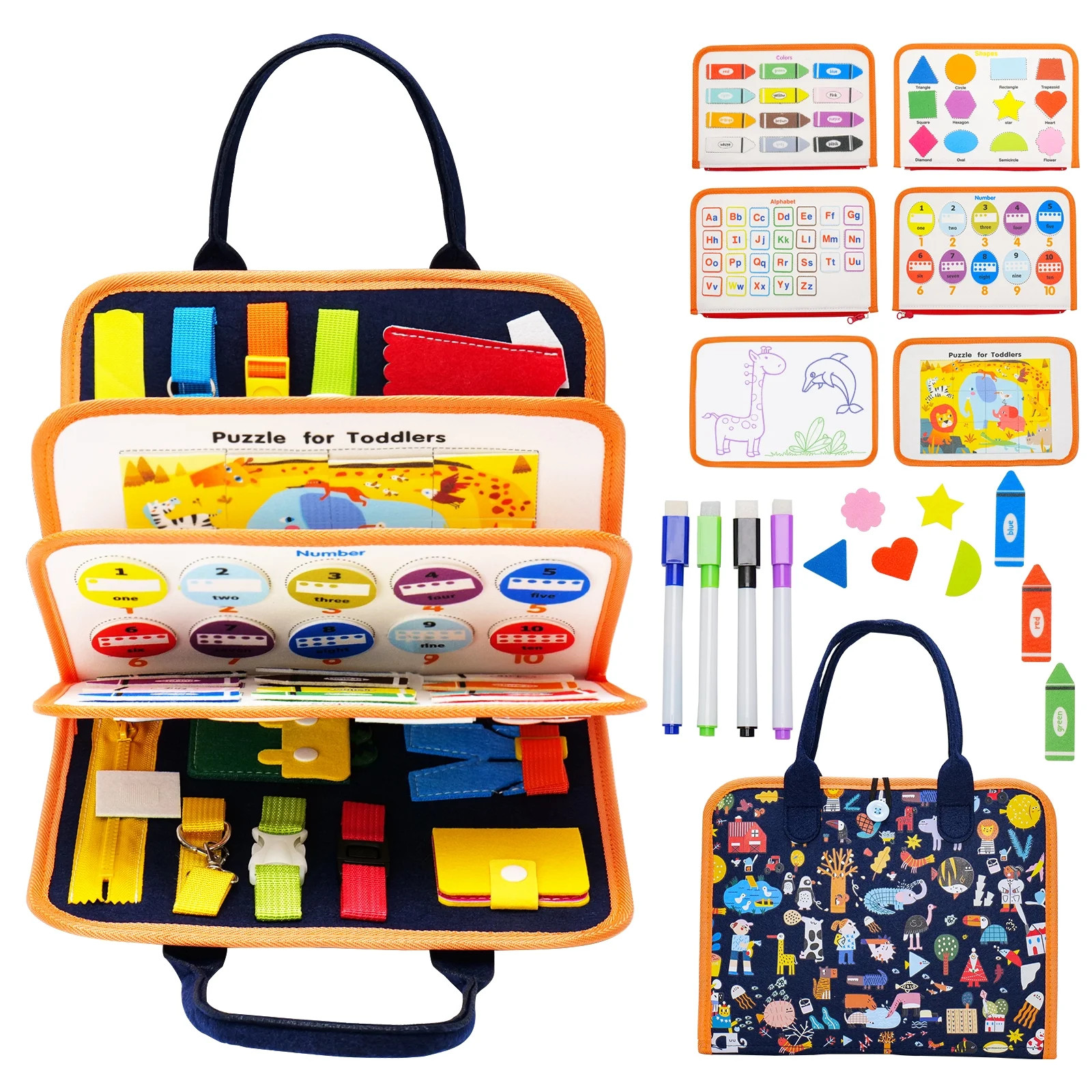 Montessori Educational Sensory Toys, 7 IN 1 Baby Busy Board, Preschool Learning Toys for Toddlers... | Walmart (US)