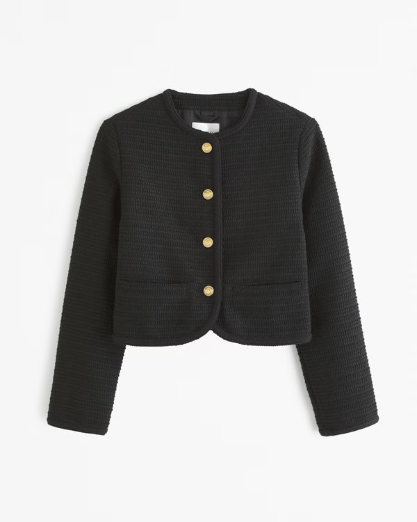 Collarless Tweed Jacket | Abercrombie & Fitch (US)